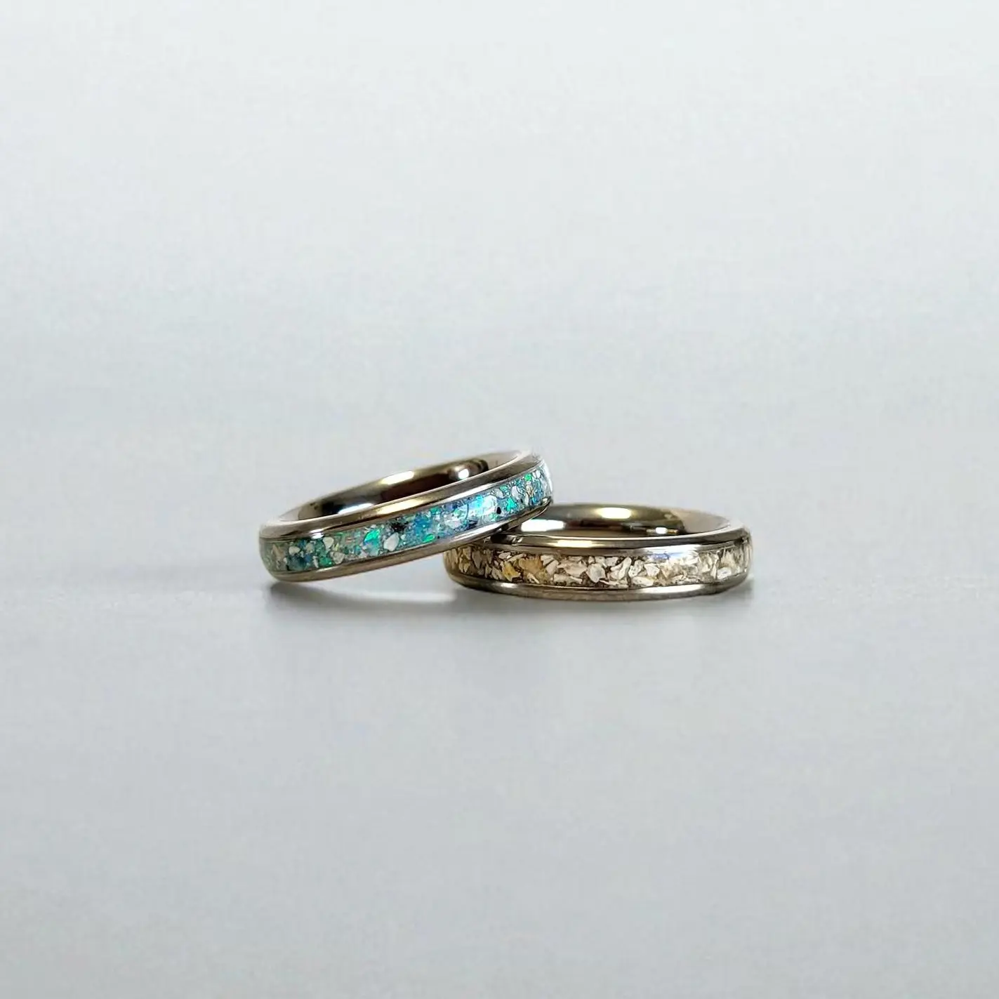 Dainty Titanium Cremation Ring: Ash & Opal Memorial Jewelry 4mm Cremains Ring