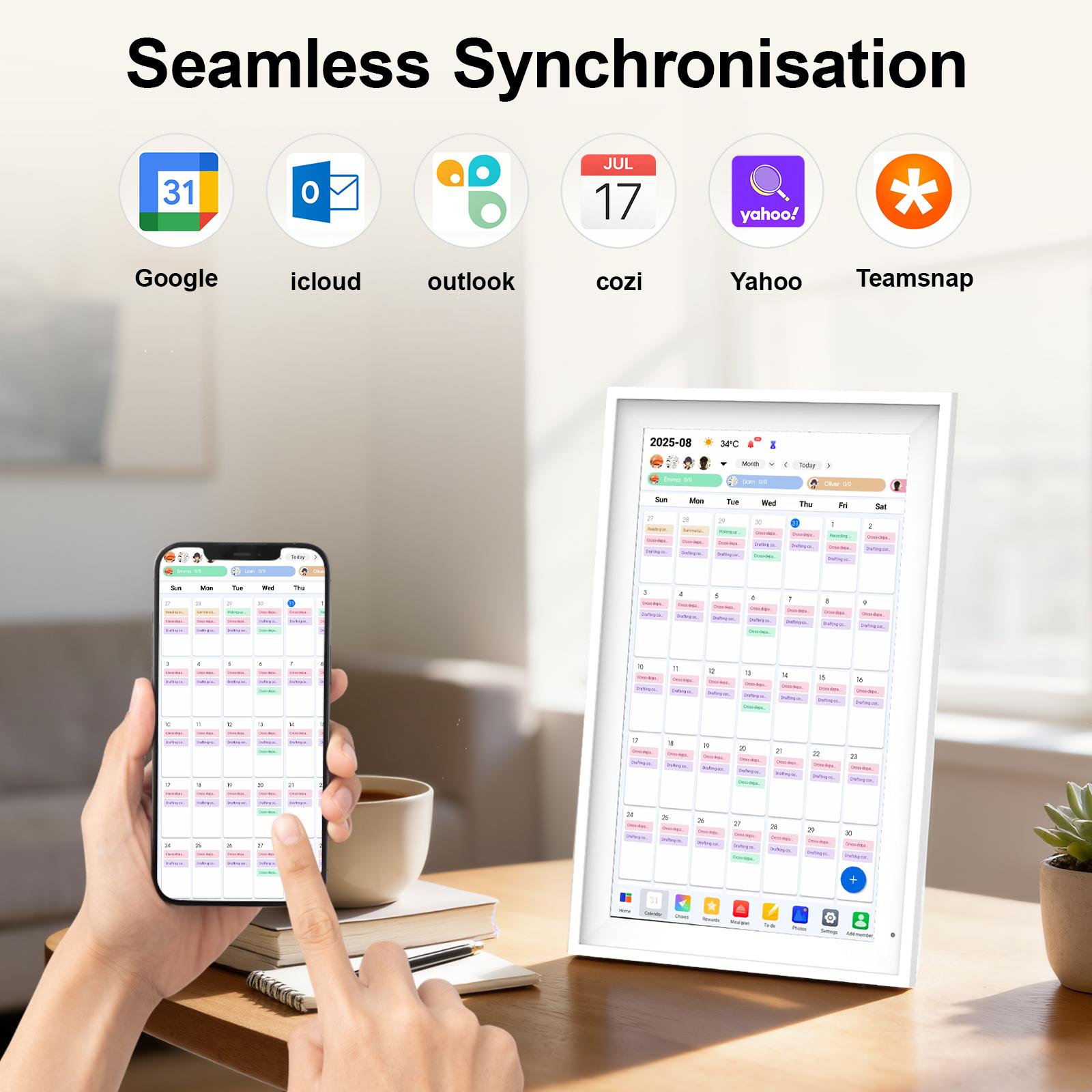 2026 Smart Family Calendar Touchscreen, 15.6 Inch HD Display, WiFi Sync, 64GB Storage, Family Schedule & Chore Manager, Smart Reminders, AiMOR App Sync, Ideal Gift for Parents & Busy Families
