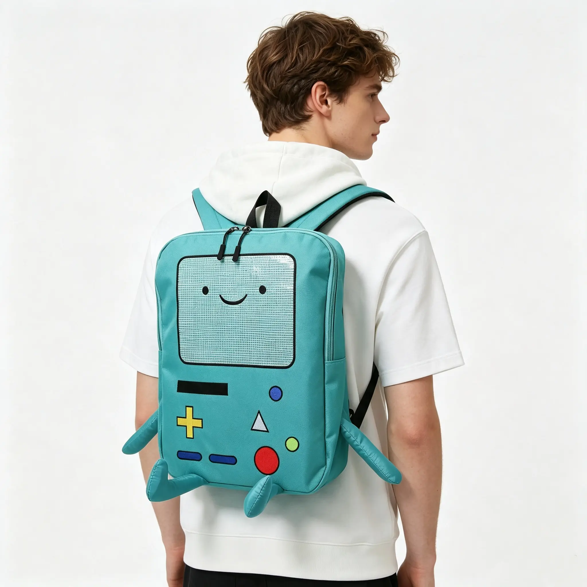 Cartoon Robot Travel Laptop Cute Backpack Blue Robot Adventure Travel Backpack, Cute Cartoon Cute Adventure Backpack