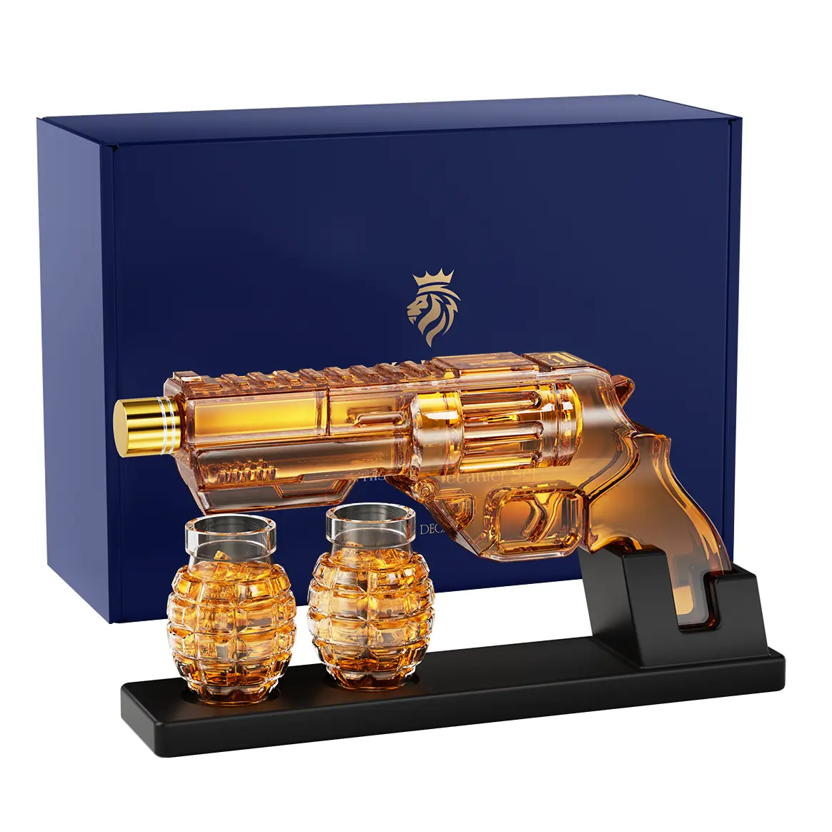 Man Cave Bar accessories, Kollea Whiskey Decanter with Grenade-Shaped Shot Bottles, 12.83oz Decanter Set for Men, Father, Husband, Boyfriend & Military Enthusiasts, Premium Lead-Free Glass, Wooden Stand, Luxury Gift Box homedecor,home essentials