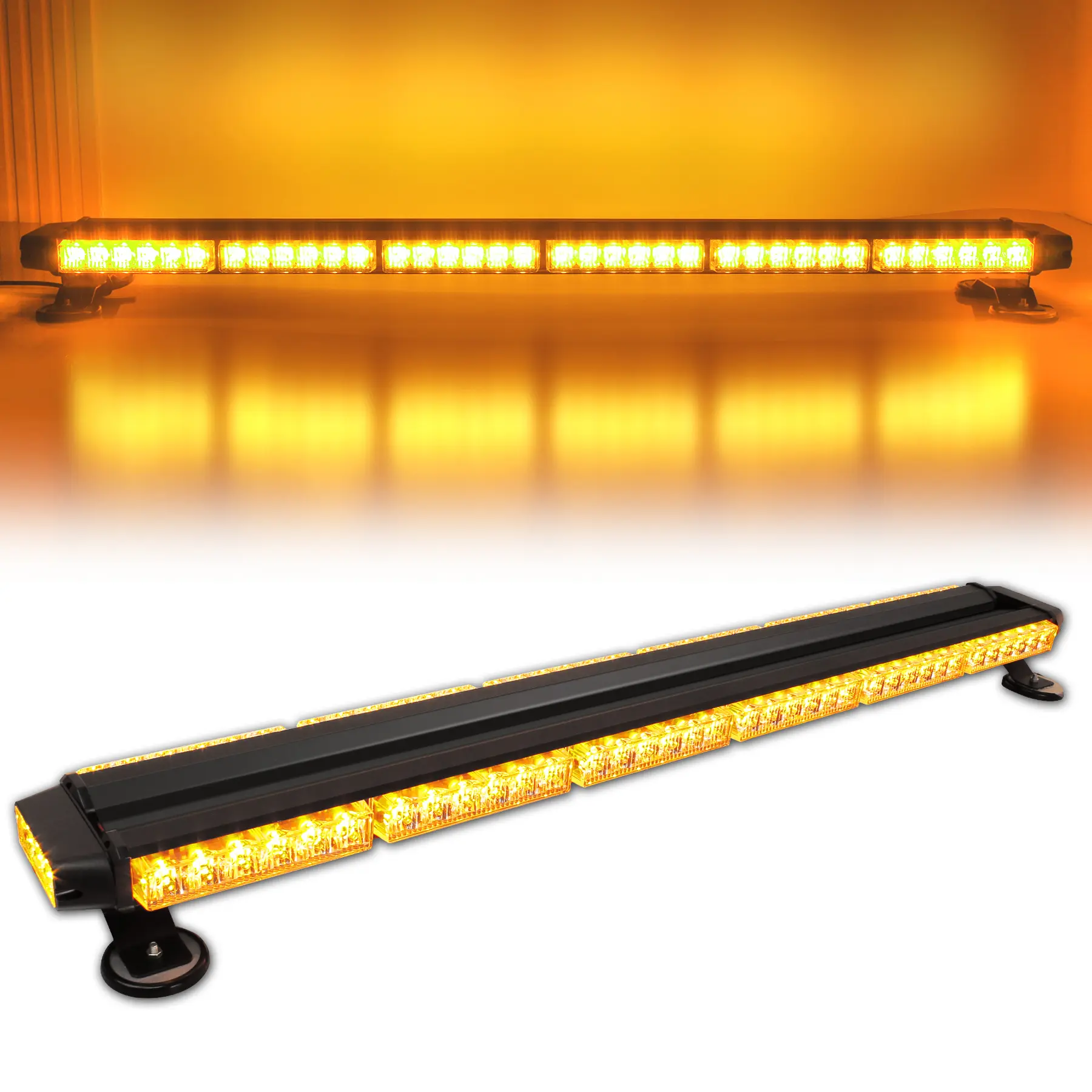 38" 78 LED Emergency Rooftop Strobe Light Bar, Safety Traffic Advisor Hazard Light with Magnetic Mount for Trucks, Snowplow, Trailer, Construction Tow Pickup Vehicles (Amber)