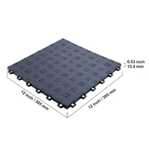 VEVOR Garage Tiles Interlocking, TikTokShopBlackFriday, 12 x 12 x 0.53 inch 25 Pack Garage Floor Covering Tiles, Non-Slip Double-Sided Texture Garage Flooring Tiles, for Garages, Basements, Repair Shops, Graphite Gray
