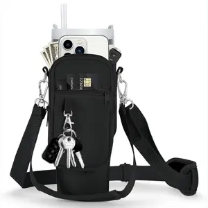 Neoprene Water Bottle Carrier Bag for Stanley Quencher 30/40oz, Shockproof Waterproof, with Adjustable Shoulder & Hand Straps, Phone Holder Pockets, for Cup Drinkware