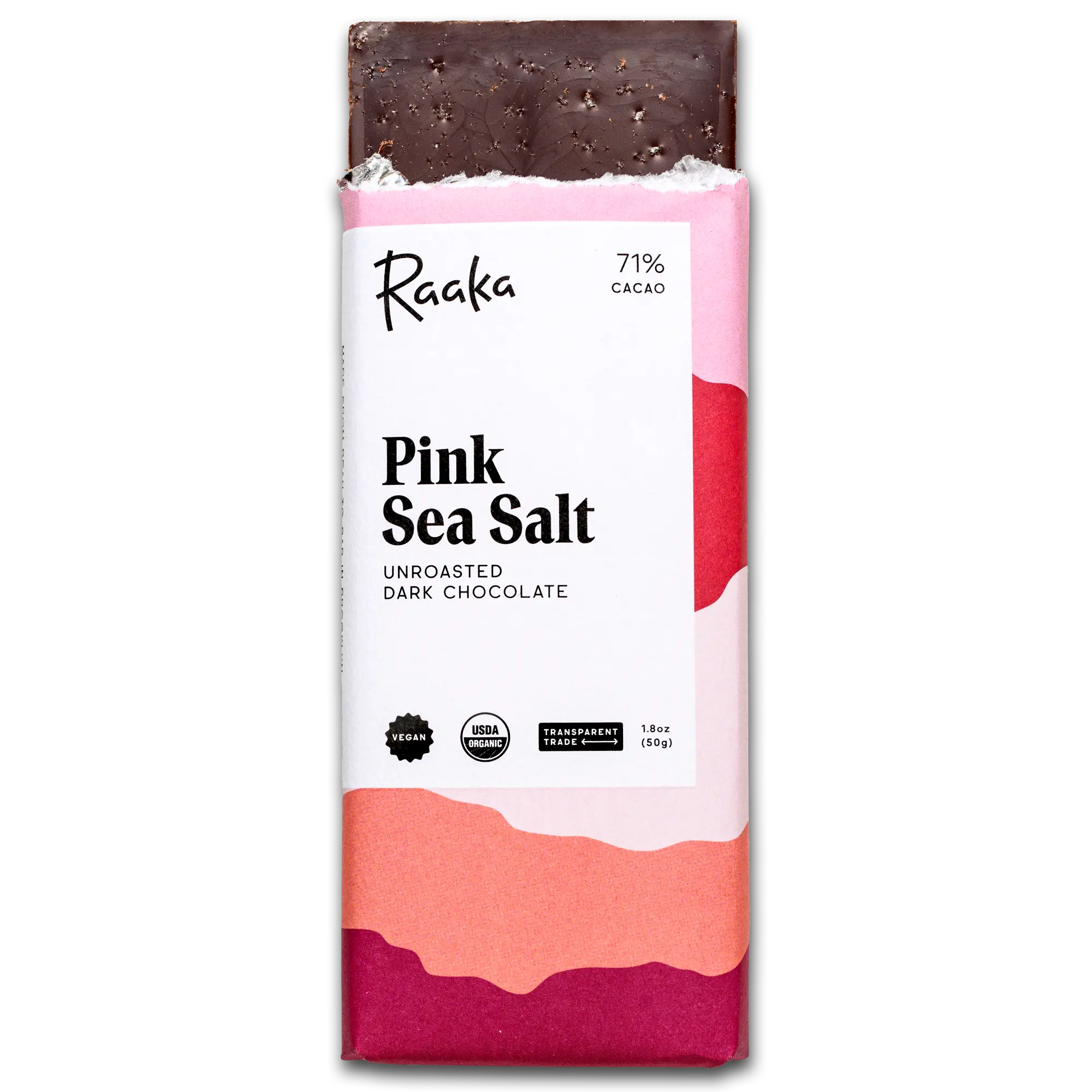 Raaka Pink Sea Salt 71% Cacao Organic Dark Chocolate with Peruvian Pink Salt from Zorzal Cacao Dominican Republic