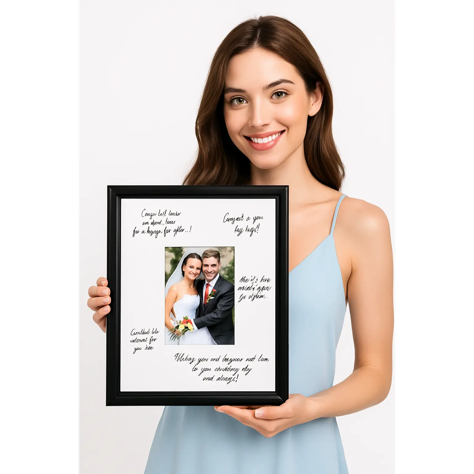 Black Wedding Autograph Photo Frame with Easel Stand