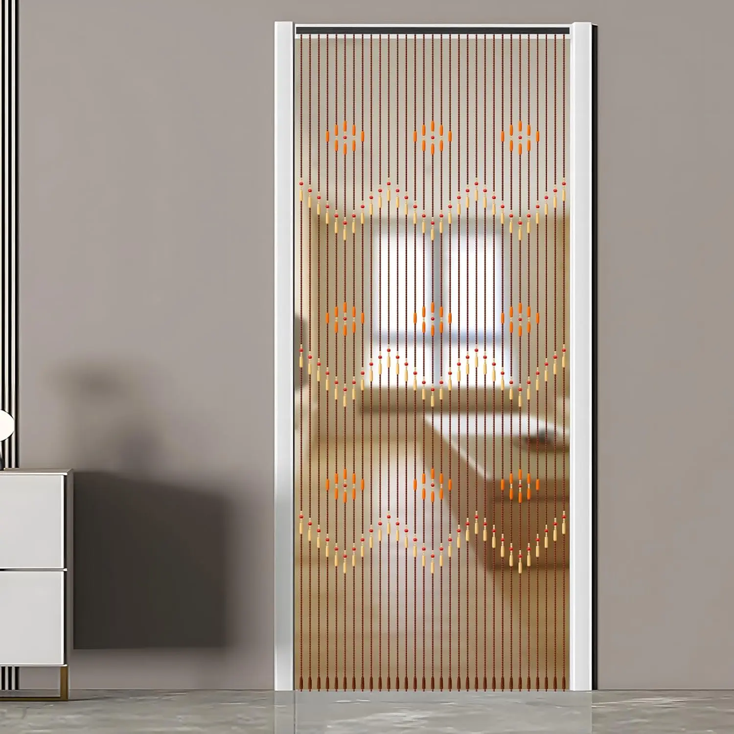 Wood Beaded Curtain for Doorway,31 Lines Wooden Bead Curtain,35.4"x86.6" Strands Door Beads Curtains,Doorway String Door Curtains Beaded for Home Decor Porch Bedroom Living Room Divider, YDFK3CC7WDZH8