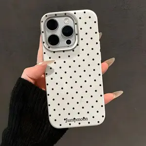 1pc Simple Polka Dot Pattern Full Cover Tpu Phone Case for iPhone 17 16 15 14 13 12 11 Pro Max X XS XR 8 7 Plus