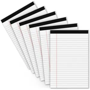Legal Pads 5x8 Small Note Pads 5x8 Notepads for Work, 6 Pack Writing Pads 5x8 College Ruled Lined Paper Pads,  Perforated Decent 80 GSM 5x8 in Legal Note Pad Narrow Ruled, 30 Sheet per Notepad