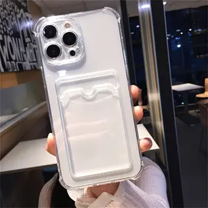 Simple Transparent Card Slot Bag Mobile Phone Case, Can Hold Wallet ID/Bank Card/Card Holder Mobile Phone Case/Can Save Photos Suitable for Apple iPhone 7 8 9 11 12 13 14 15 16 17 Pro Max 17 Air  X XS XR Plus Pro Pro Max SE MINI Series Models