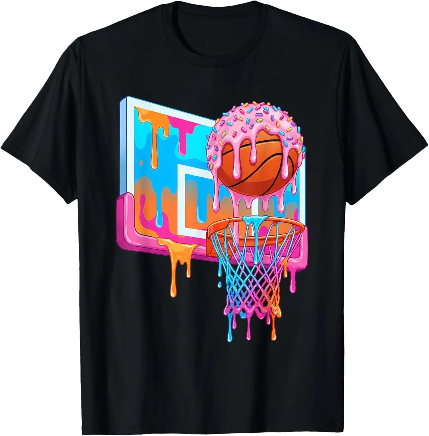 Basketball Hoop Ice Cream Drip Sport Player Boys Girls Youth Boys T-Shirt Cotton Fabric