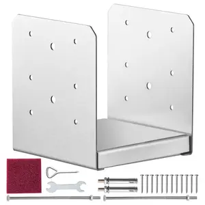 【fathersdaygift】VEVOR 6"x 6" Post Base, 1Pcs Stainless Steel Adjustable Post Anchor Bracket(Internal 5.9 x 5.5"), Adjustable Post Base for Pavilion Deck Porch Handrail Railing Support Decorative Anchor Plate