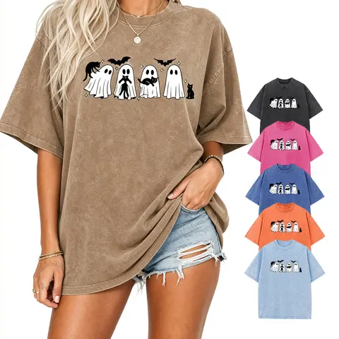 Holafish Women's Oversize Loose Graphic Casual Style Upgrades Basics Tee - Soft Breathable Cotton, Washed Effect, Half Sleeve, Drop Shoulder, Round Neck, Better Quality, Cozy Everyday Casual Go-To Top, Soft Cotton, Cozy Wear