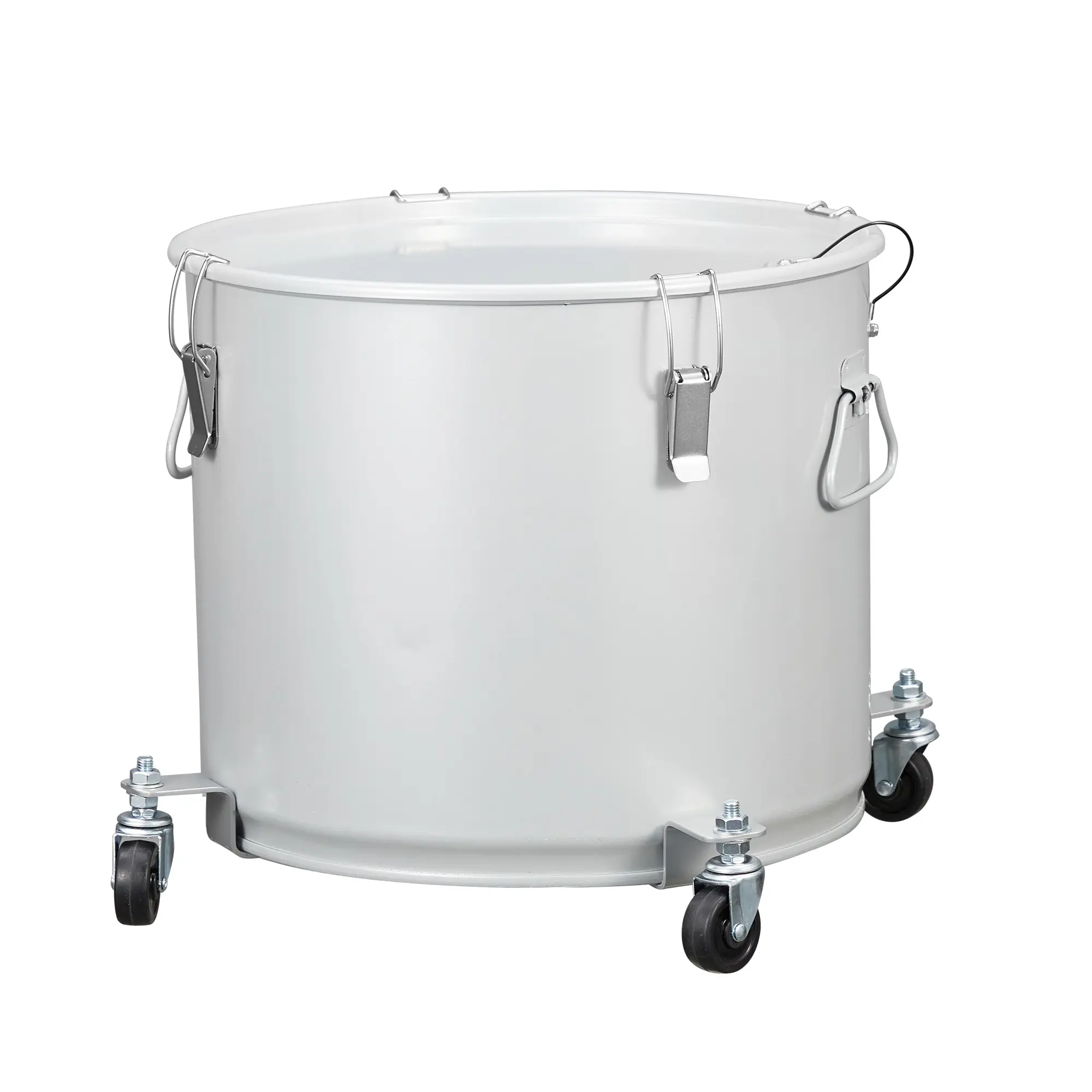 10 Gallon Fryer Grease Bucket, 37.85 Liter Coated Carbon Steel Oil Disposal Container with Caster Base, Oil Transport Container with Lid, Oil Fiter Pot for Home and Restaurant, White