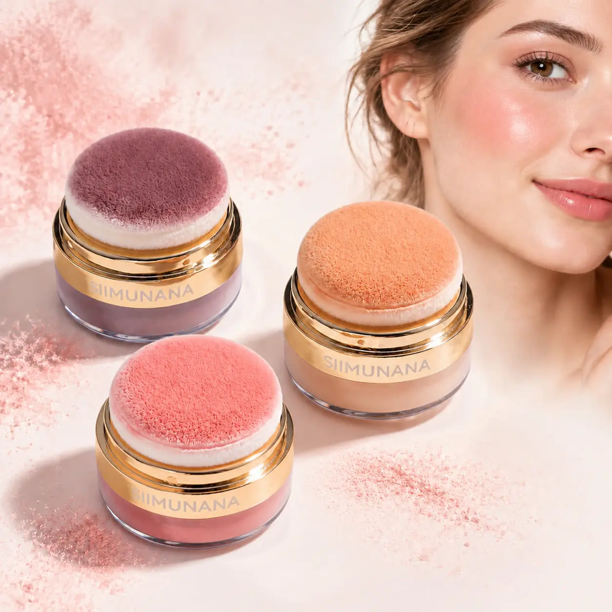 3 Color Blush Makeup Set Kit, Lazy Blush, Enhance Color, Quick Makeup with Small Mirror, Makeup Anytime, Cosmetics, Makeup Gift