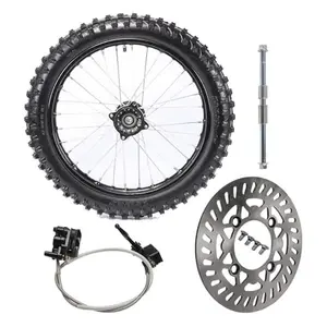 70/100-17 Tire and Rim 1.6x17 Dirt Bike Front Wheel with Disc Rotor, Hydraulic Brake Caliper, 15mm Bearing Axle for Dirt Pit Bike Razor Apollo Taotao DB17 Apollo RFZ 125 CRF70 110cc 125cc 150cc 250cc