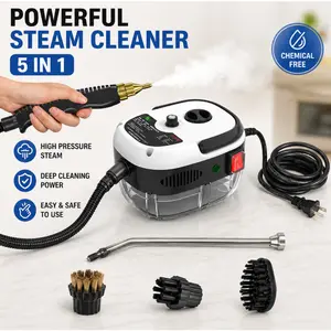Irishom 2500W Handheld Steam Cleaner High Temperature Pressurized Steam Cleaning Machine Portable Car Steamer with Brush Heads White