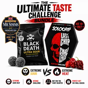 Mr Simms Black Death Ultra Sour UK Import + JOLOCHIP Last Chip Challenge | Viral TikTok Heat & Sour Challenge Bundle