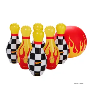 Kids Backyard Bowling Checkered Flame pattern- Fun Outdoor Game