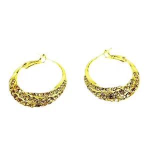 Fashionable temperament gold diamond-encrusted hoop earrings 2026 new stylish versatile design needle earrings 830497541180