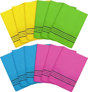 12 Pieces Korean Exfoliating Mitt Exfoliating Cloth Towel Korean Style Body Scrub Korean Style Scrubbing Cloth Bath Body Exfoliating Scrub Towel Accessories Cleaning Hanging Light