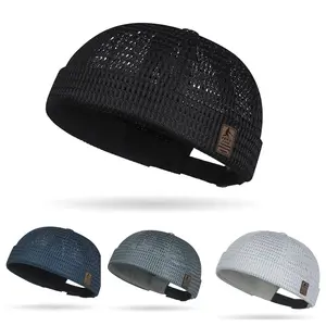Men's Breathable Mesh Brimless Cap - Summer Docker Beanie, Flip Sailor Skullcap (Party Hat Accessory)