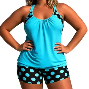 bathing suits 2026-Womens Tankini Swimsuits Two Piece Tummy Control Bathing Suits Blouson Tankini Top with Sporty Boy Shorts Plus Size Tankini Swimsuits for Women Swimwear Swimsuits for Curvy Women spring glow women's