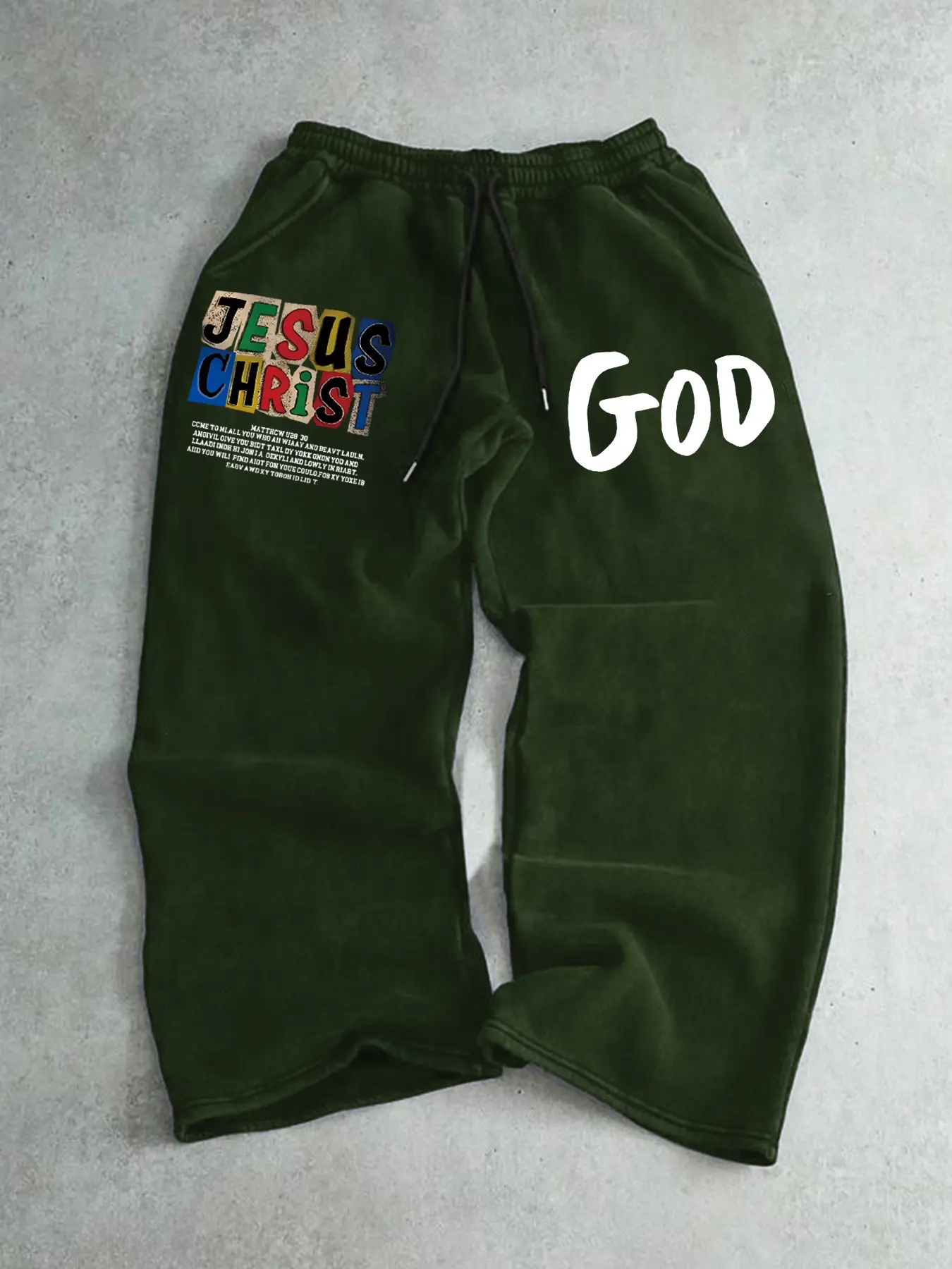 Men's Straight Leg Long Trouser Pants with Jesus Print, Casual Fashion, Comfortable Fit, Elastic, Perfect for Daily Wear, Stylish Men's Clothing, Casual Streetwear Trousers