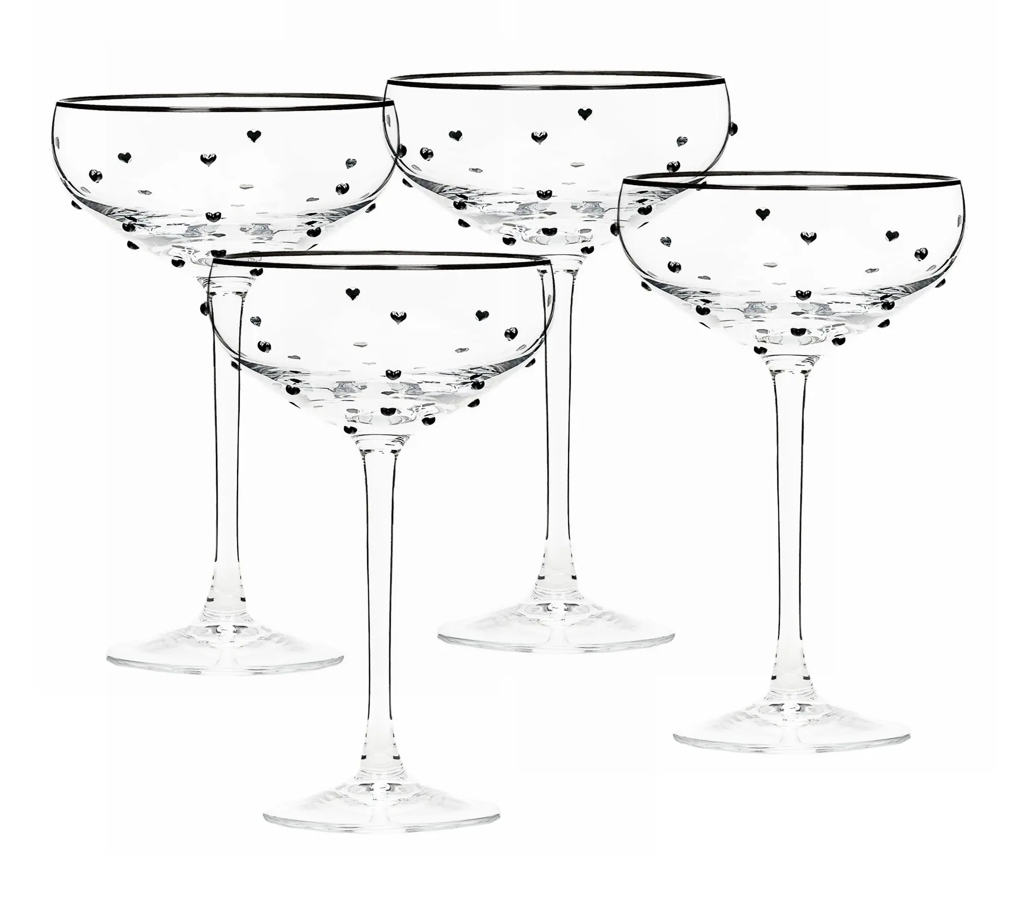 10 Strawberry Street Set of 4 Heart Champagne Coupe Glasses