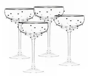 10 Strawberry Street Set of 4 Heart Champagne Coupe Glasses