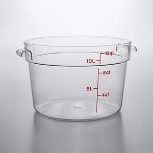 Cambro 6 & 12 Quart Clear Polycarbonate Round Food Storage Containers, One Each 6 & 12 Quart with Lids in this Bundle