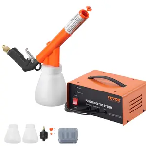 【Spotlight Day】VEVOR Powder Coating System, 50KV Electrostatic Output Powder Coating Kit with Foot Switch, Spray Gun, Nozzles and Powder Cups, Powder Coating Equipment for Home DIY and Commercial Production