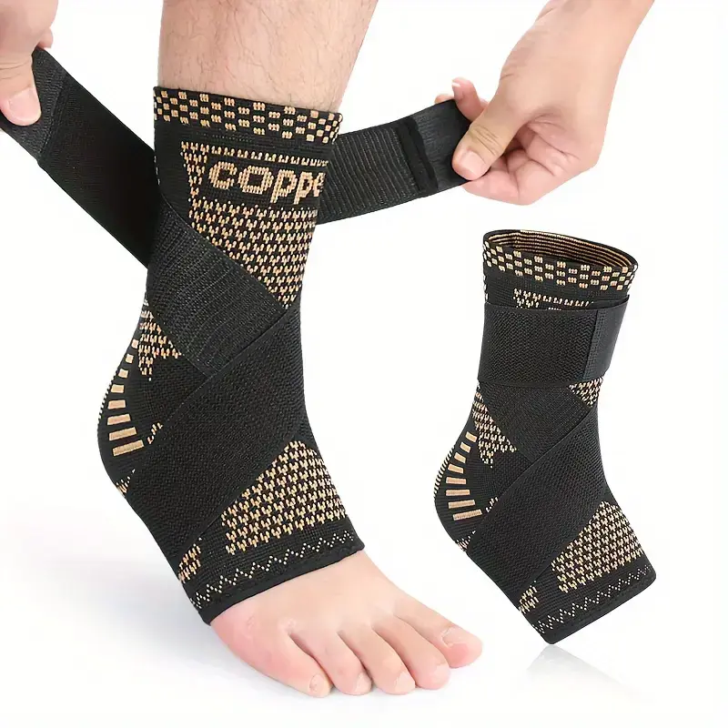 HOXEZU 2pcs Copper Ankle Support: Adjustable Compression Foot Ankle Brace for Sports And Fitness