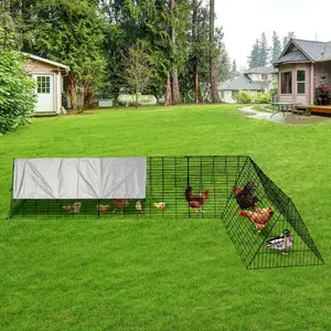 GAOMON Chicken Coop Outdoor with Tunnel and Cover, 118 x 79 x 28 Inch Portable Poultry Run, Modular Metal Cage for Chickens, Ducks, Rabbits, Heavy-Duty All Weather Chicken Tractor
