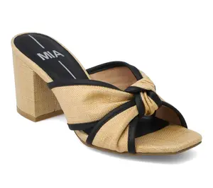 MIA Raffia Knotted Block Heel Sandals - Hania