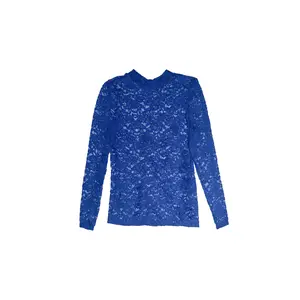 Nova Stretch Lace Mock Turtleneck - Cobalt