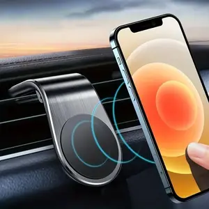 L-shaped Car Air Vent Phone Holder, Magnetic Car Air Vent Phone Holder, Universal Car Interior Accessories for iPhone & Android Phone, Car Phone Mount, Car Cellphone Mount, Magnetic Cellphone Stand