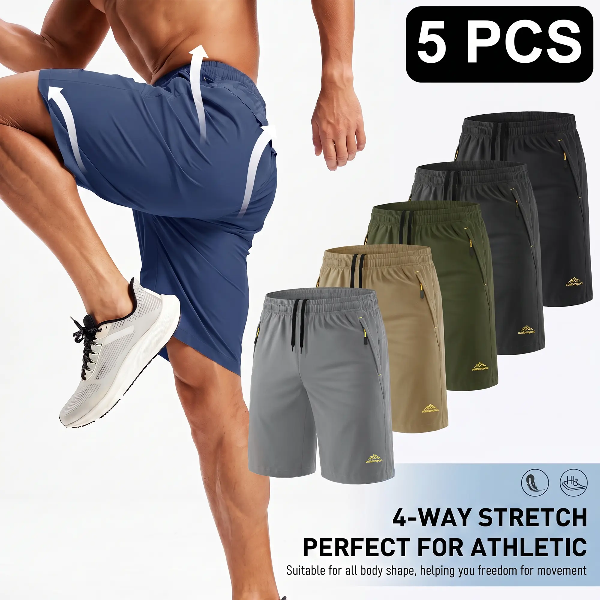 MAGCOMSEN 1/5Pack Men's Shorts 9" Quick Dry Athletic Shorts with Zipper Pockets for Summer Gym Workout Basketball Running Jogging Outdoor Fun MAGCOMSEN 1/5Pack Men's Shorts 9" Quick Dry Athletic Shorts with Zipper Pockets for Summer Gym Workout Basketball Running Jogging Outdoor Fun