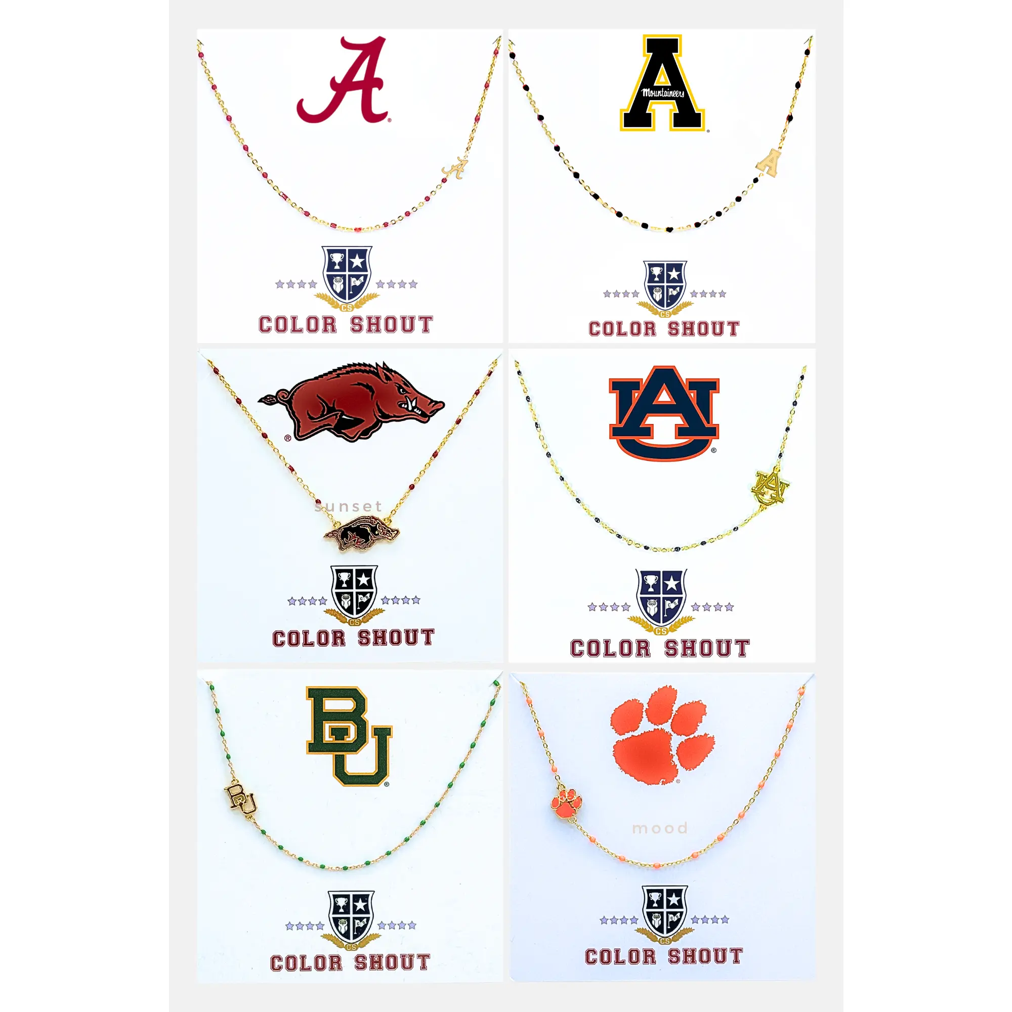 The College Logo Necklace: Side Set Logo on Enamel Bead Necklace