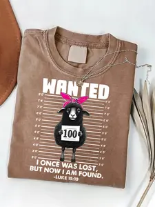 "Wanted Black Sheep - I Once Was Lost" 100% Cotton Washed T-Shirt summerwins,summerwins