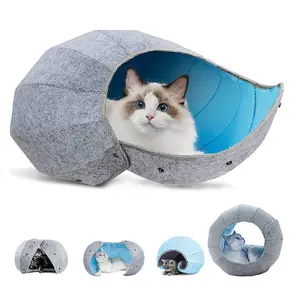 K.1 Deformable cat Toy Ball, Indoor Cats Toy Ball Tunnel Tube Interactive 8 in 1 Bed Condos, Portable & Foldable Multi-Function Scratch Resistant Fun