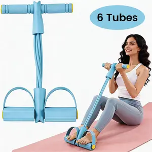 Pedal Resistance Bands with Handles – 6 Tube Resistance Band Set for Home Workouts, Stretching, Strength Training and General Fitness SummerVibes