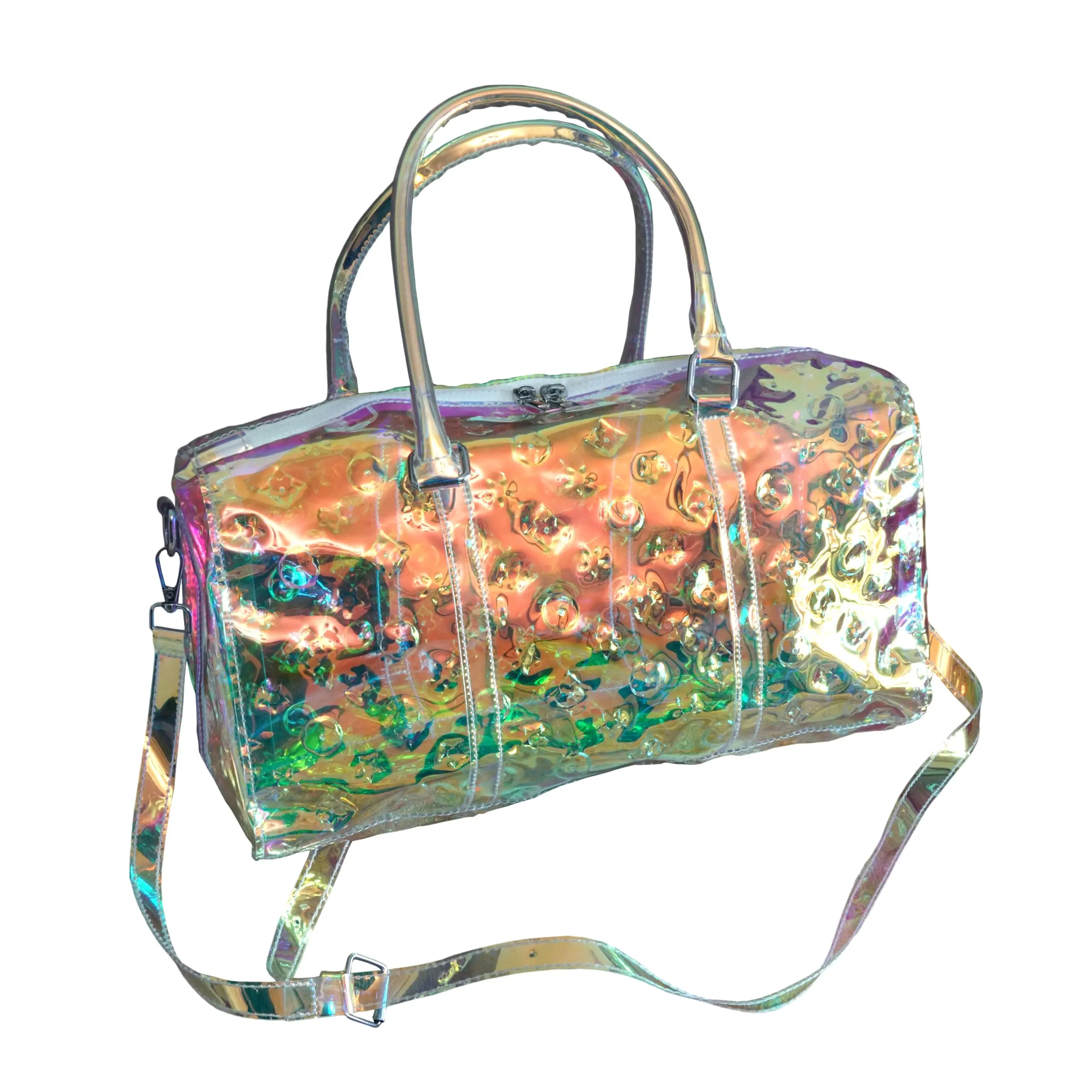 Arokh Duffel Bag  Holographic Pvc Travel Beach Gym Handbag Waterproof Spacious Main Compartment Adjustable Shoulder Strap 35l Women