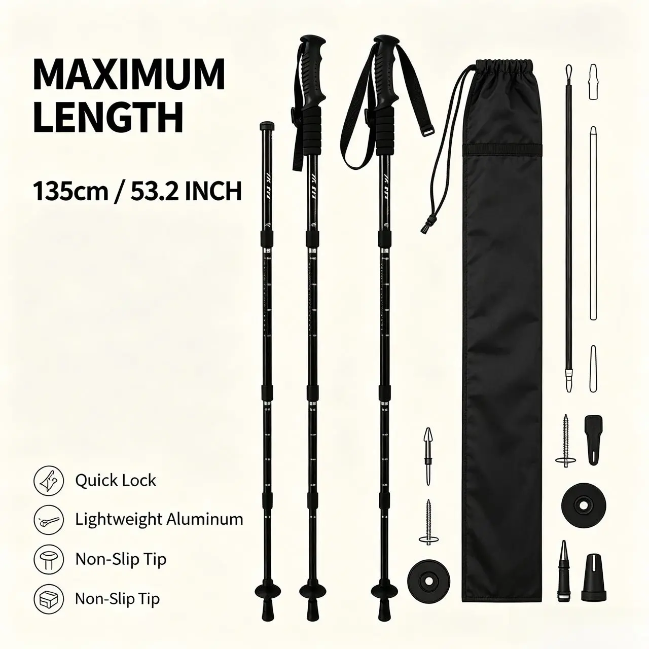 Unisex Trekking Pole, Collapsible Aluminum Alloy Walking Stick - Lightweight, Adjustable & Anti-Slip for Hiking, Mountaineering & Travel, Collapsible Alloy Stick, Walking Sticks