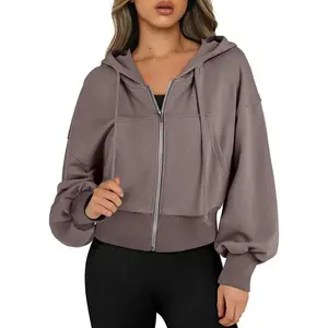 Women's hooded sweatshirt with full zipper cut, sports jacket, casual and comfortable fitness top, autumn clothing, winter clothing, 2025