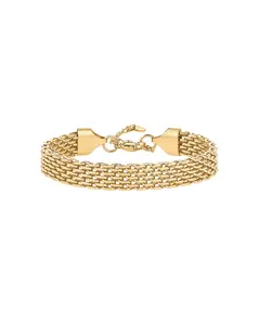 PAVOI 14K Gold Plated Chunky Chain Adjustable Bracelet for Women - Stainless Steel Lightweight Weave Link Chain Bracelet