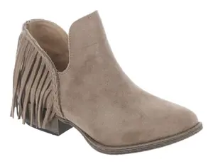 Very G Women's Trio Taupe with Fringe Round Toe Booties