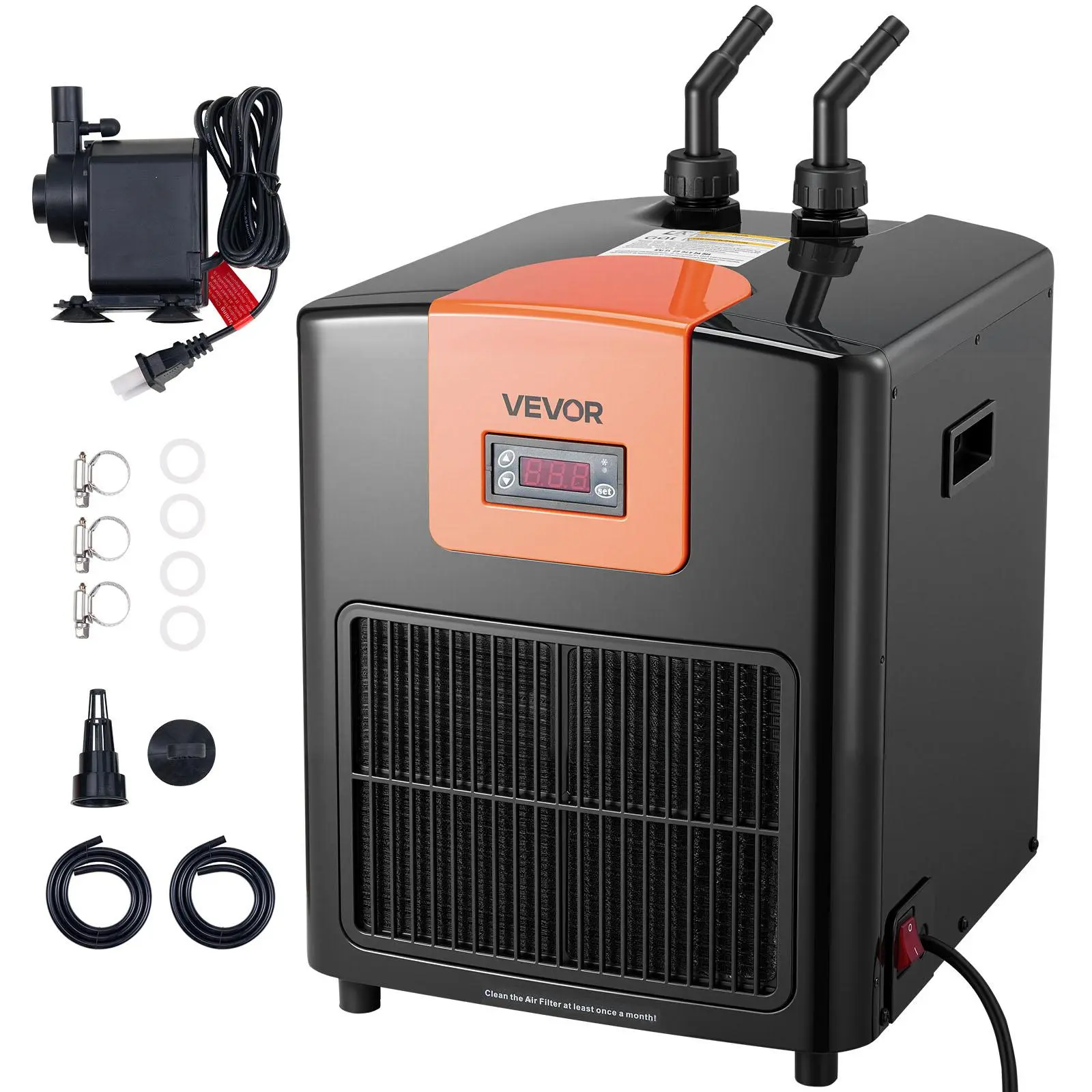 【DealsForYouDays】VEVOR Aquarium Chiller 92 Gallon, 1/4 HP Water Chiller for Hydroponics, Fast Cooling for Fish Tank,Axolotl,Coral Reef,Quiet Refrigeration Compressor, Titanium Evaporator,Complete Fittings