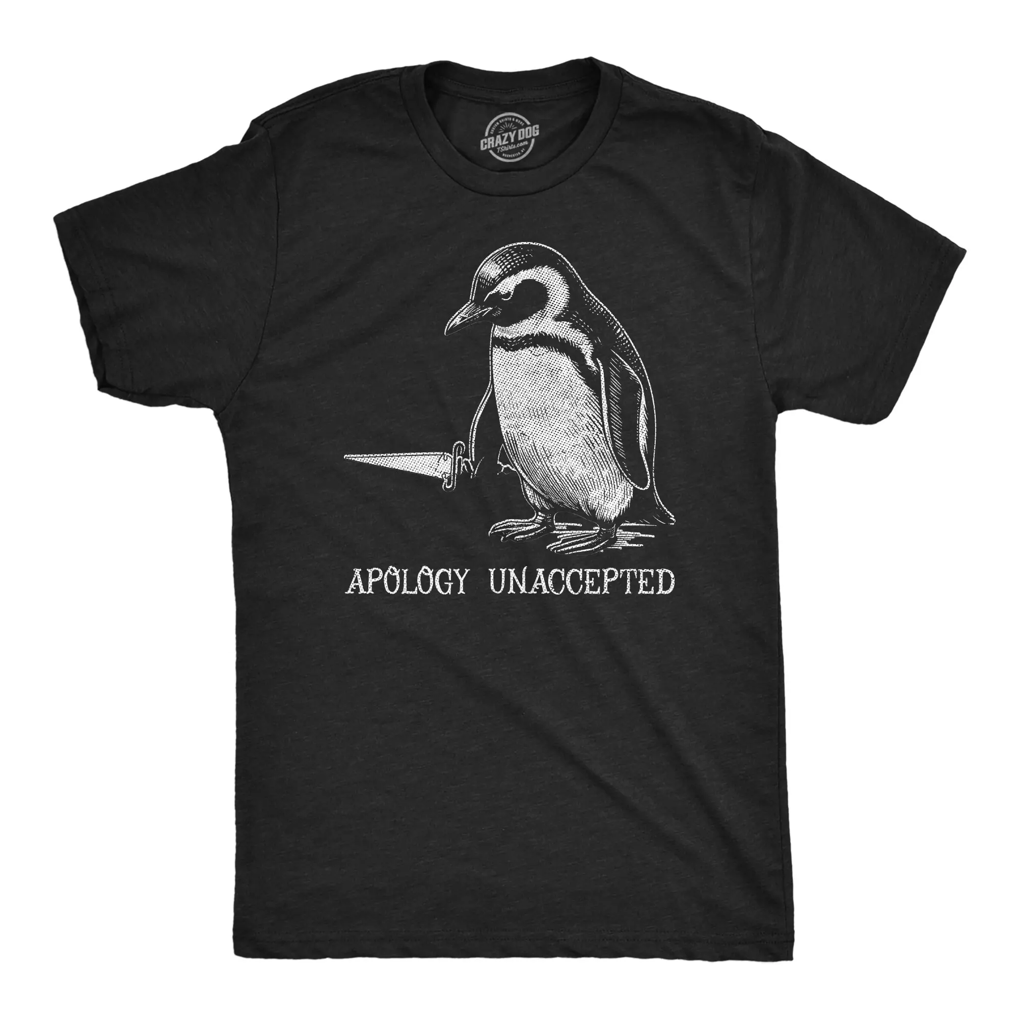 Mens Funny T Shirts Apology Unaccepted Sarcastic Penguin Graphic Novelty Tee for Men Mens Funny T Shirts Cool Vintage Fashion T-Shirt Gift Classic Menswear Funny Sarcastic Short Sleeve Novelty Tees for Guys Black -