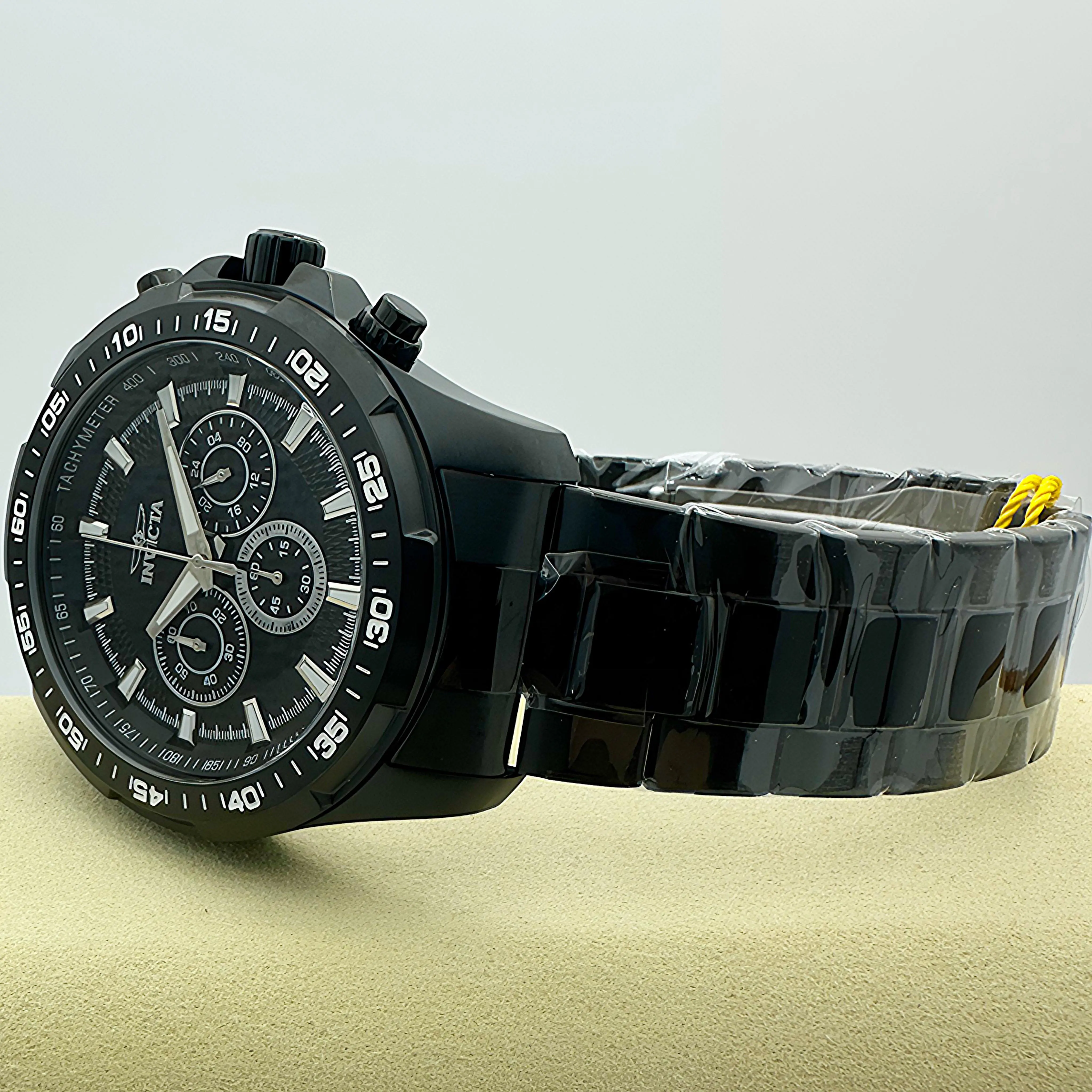 Invicta New Speedway Chronograph Men's Wrist Watch - Black Dial, Ion-Plated Case, Tachymeter Scale, Modern Stylish Fashion Accessory, Modern Watches