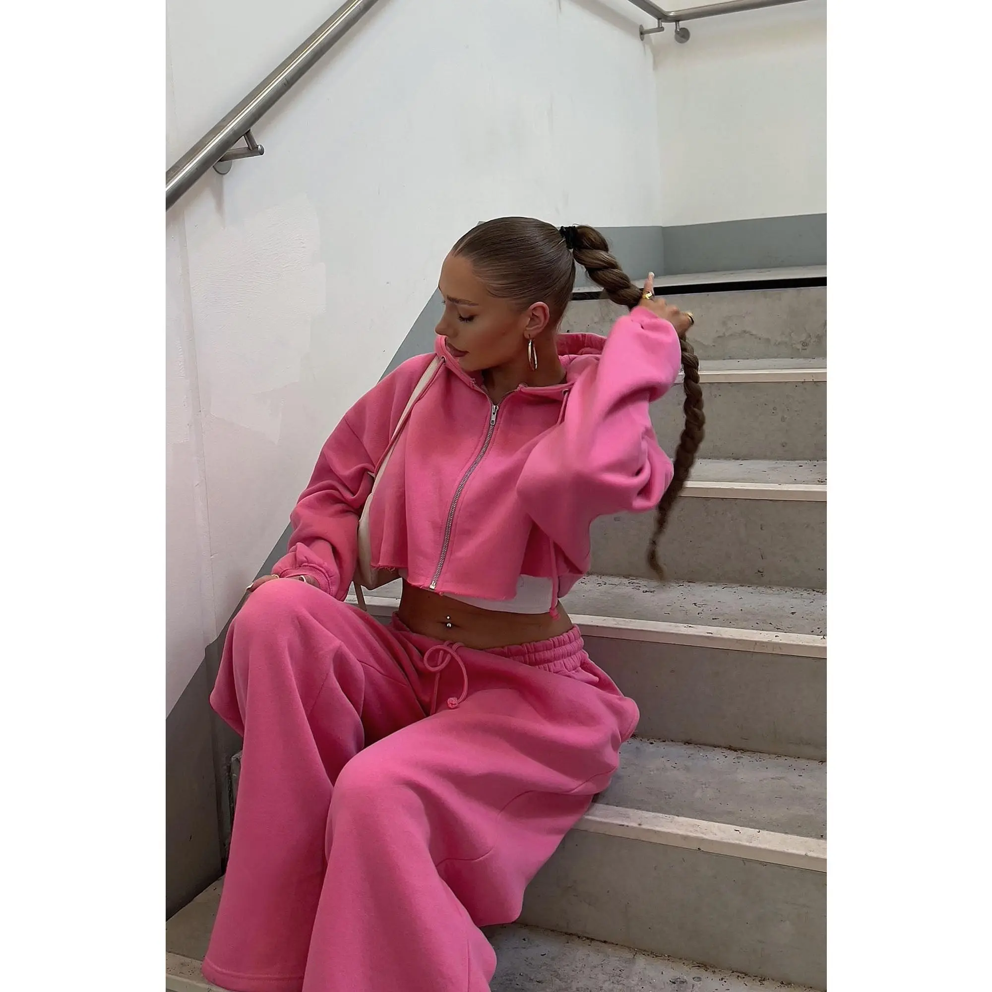 On The Go Fleece Pant Set - Pink On The Go Fleece Pant Set - Pink